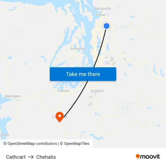Cathcart to Chehalis map