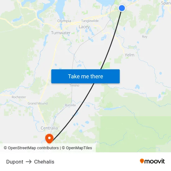 Dupont to Chehalis map