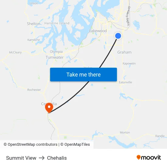 Summit View to Chehalis map