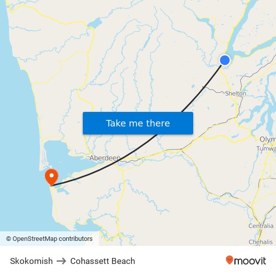 Skokomish to Cohassett Beach map