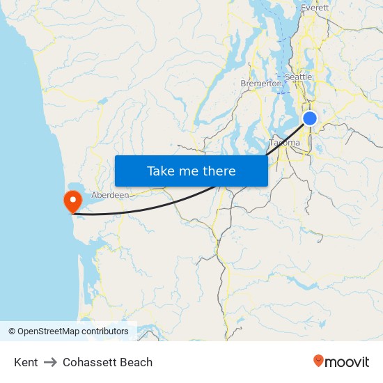 Kent to Cohassett Beach map