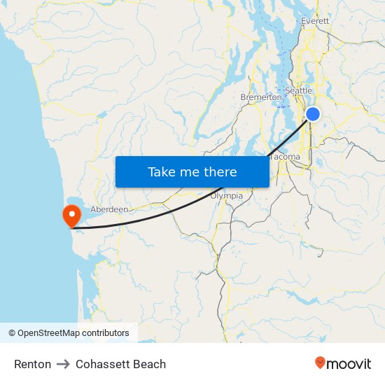 Renton to Cohassett Beach map