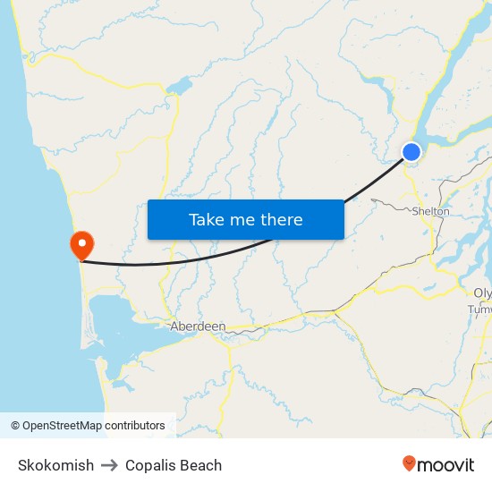 Skokomish to Copalis Beach map