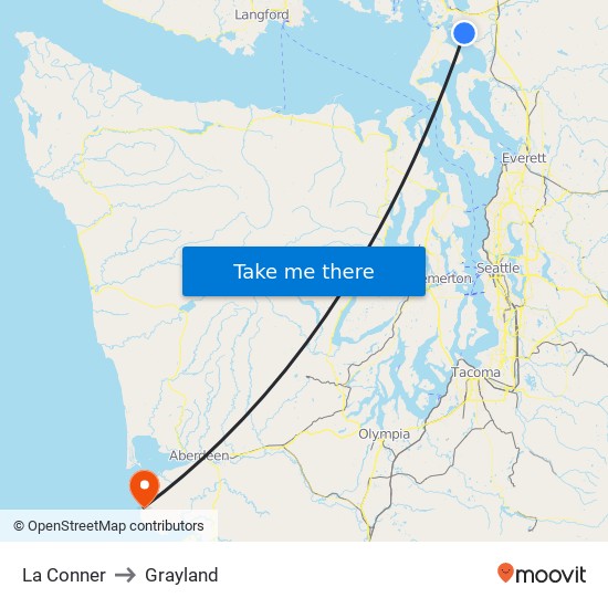 La Conner to Grayland map