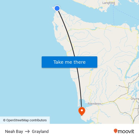 Neah Bay to Grayland map