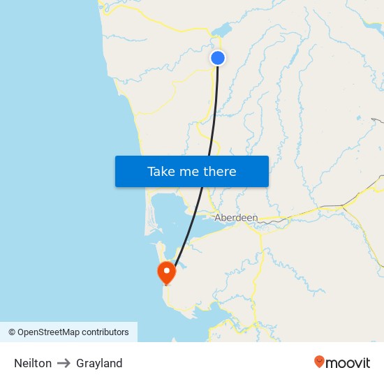 Neilton to Grayland map