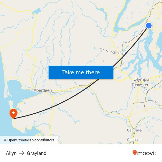 Allyn to Grayland map