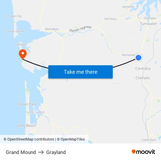 Grand Mound to Grayland map