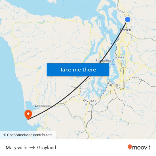 Marysville to Grayland map