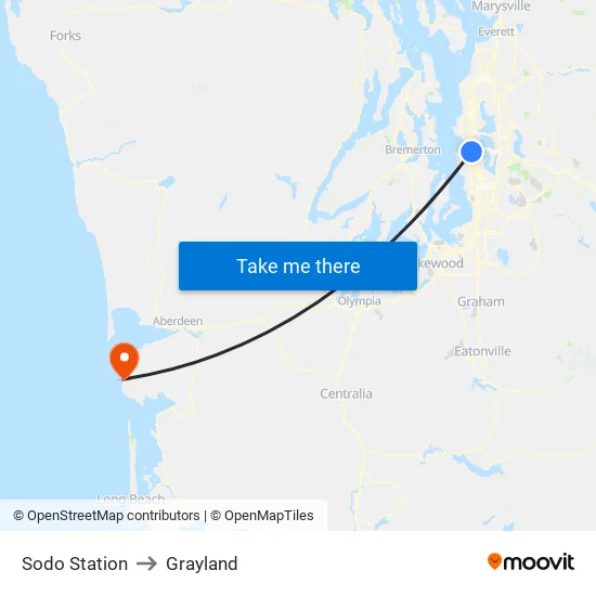 Sodo Station to Grayland map