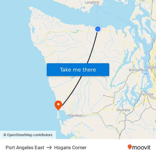 Port Angeles East to Hogans Corner map