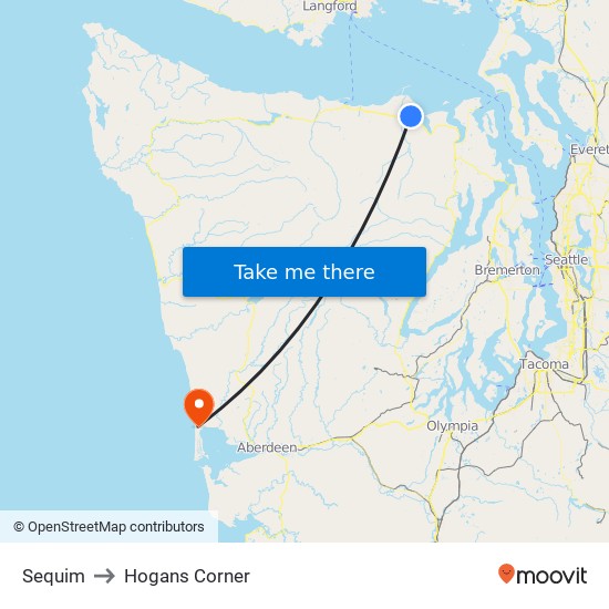 Sequim to Hogans Corner map