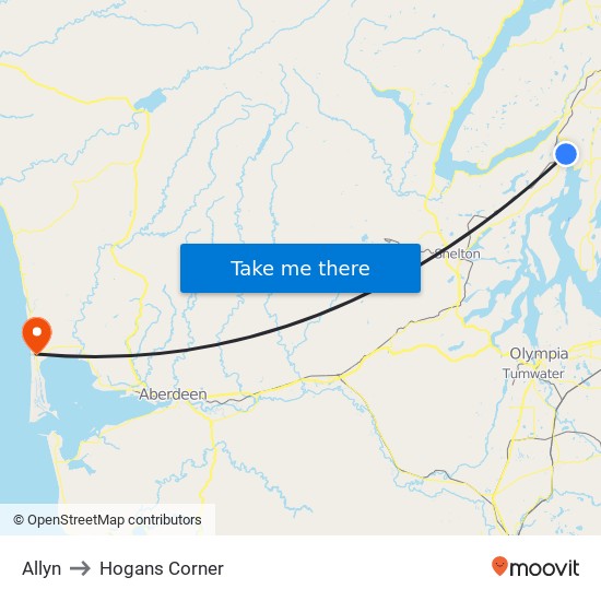 Allyn to Hogans Corner map