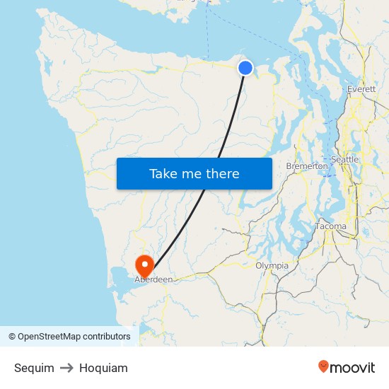 Sequim to Hoquiam map