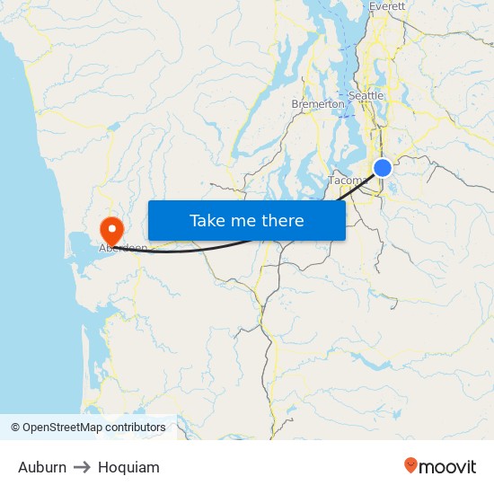 Auburn to Hoquiam map