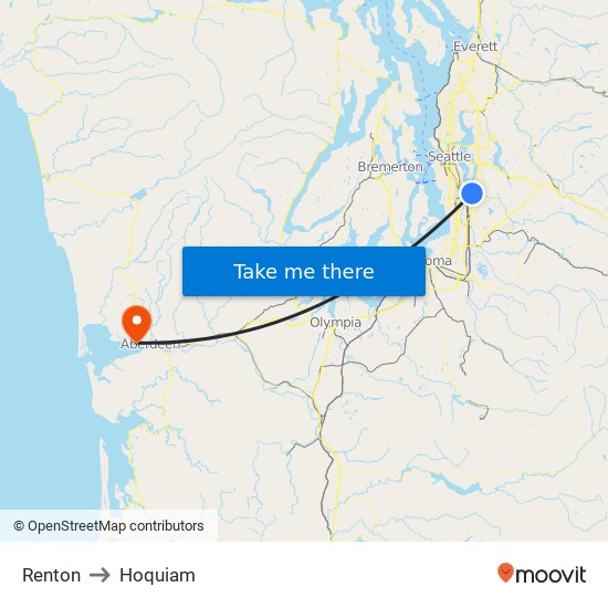 Renton to Hoquiam map