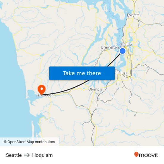 Seattle to Hoquiam map