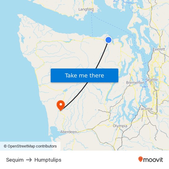 Sequim to Humptulips map