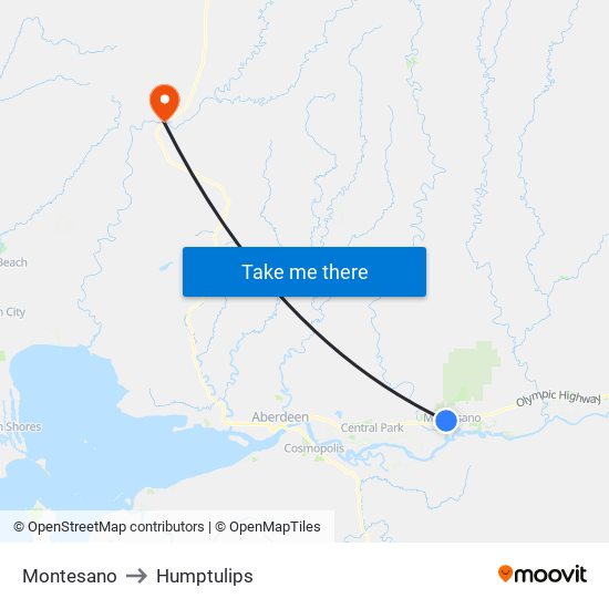 Montesano to Humptulips map