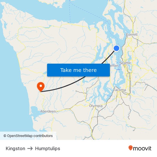 Kingston to Humptulips map