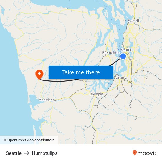 Seattle to Humptulips map