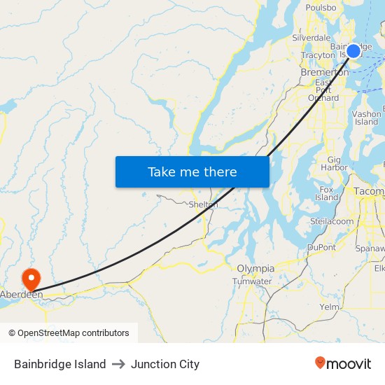 Bainbridge Island to Junction City map