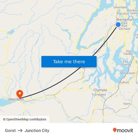 Gorst to Junction City map