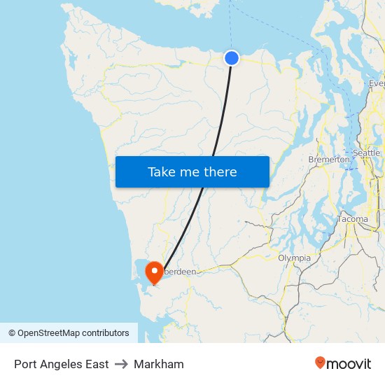 Port Angeles East to Markham map