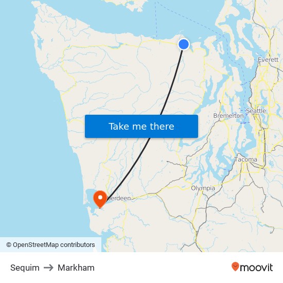 Sequim to Markham map