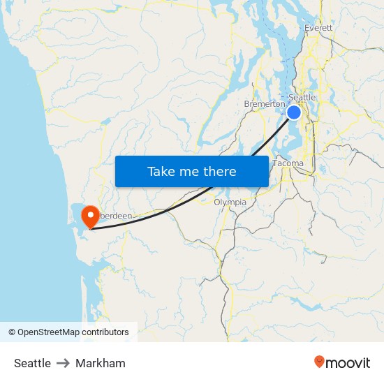 Seattle to Markham map