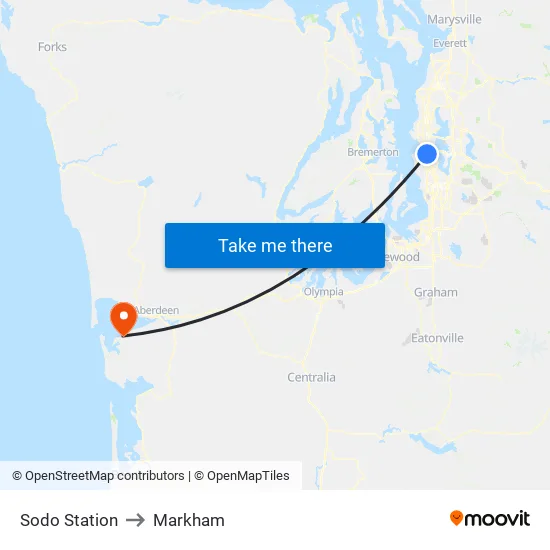 Sodo Station to Markham map