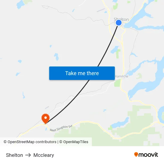 Shelton to Mccleary map