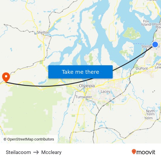 Steilacoom to Mccleary map