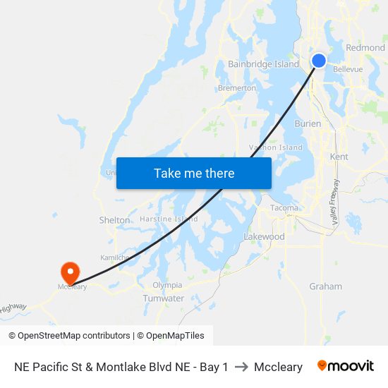 NE Pacific St & Montlake Blvd NE - Bay 1 to Mccleary map