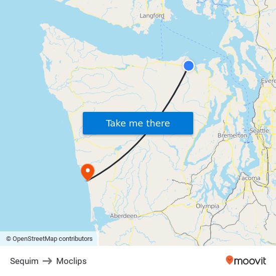 Sequim to Moclips map