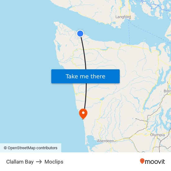 Clallam Bay to Moclips map