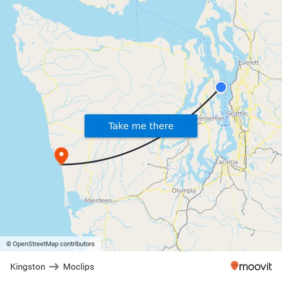 Kingston to Moclips map