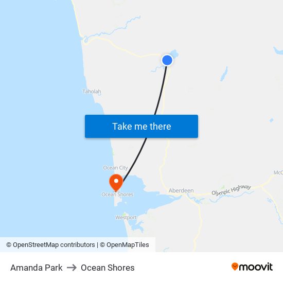 Amanda Park to Ocean Shores map