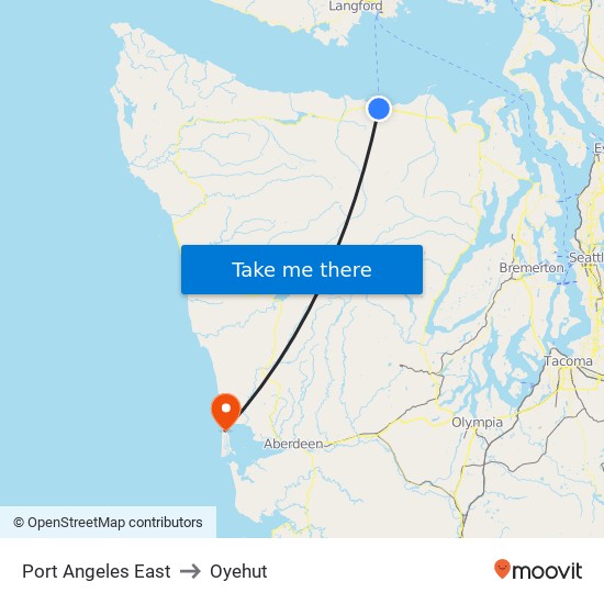 Port Angeles East to Oyehut map