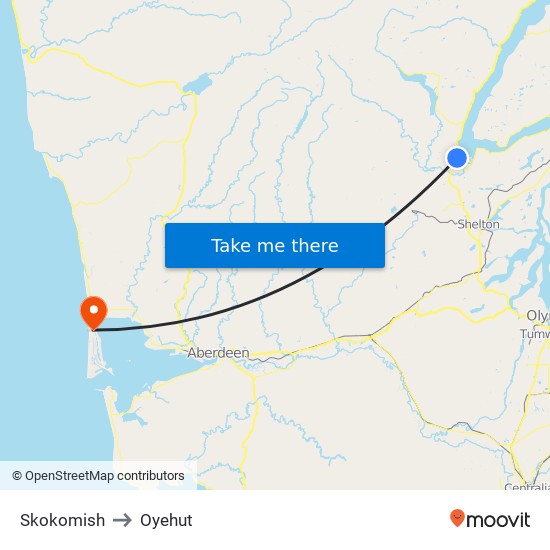 Skokomish to Oyehut map