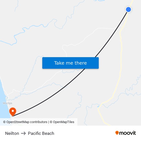 Neilton to Pacific Beach map