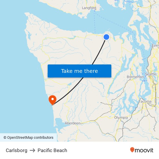 Carlsborg to Pacific Beach map