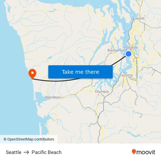 Seattle to Pacific Beach map