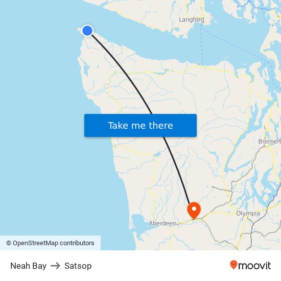 Neah Bay to Satsop map