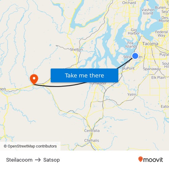 Steilacoom to Satsop map