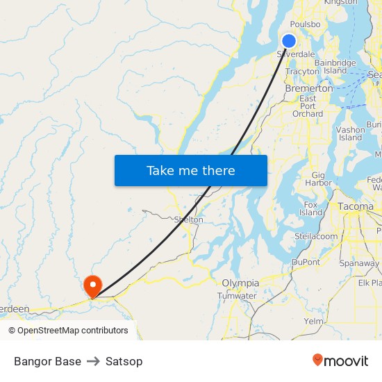 Bangor Base to Satsop map