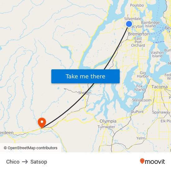 Chico to Satsop map