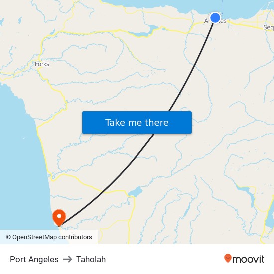 Port Angeles to Taholah map