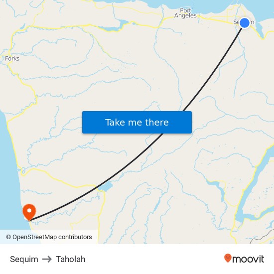 Sequim to Taholah map