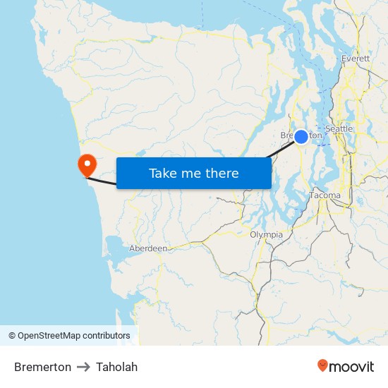 Bremerton to Taholah map